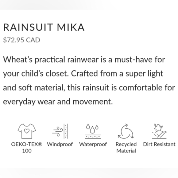 🍄2/$80🍄Wheat Kids Clothing Rain Suit Mika - Sea Life - Picture 5 of 8